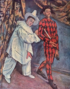  gras Pintura al %C3%B3leo - Pierrot y Arlequín Mardi Gras Paul Cezanne